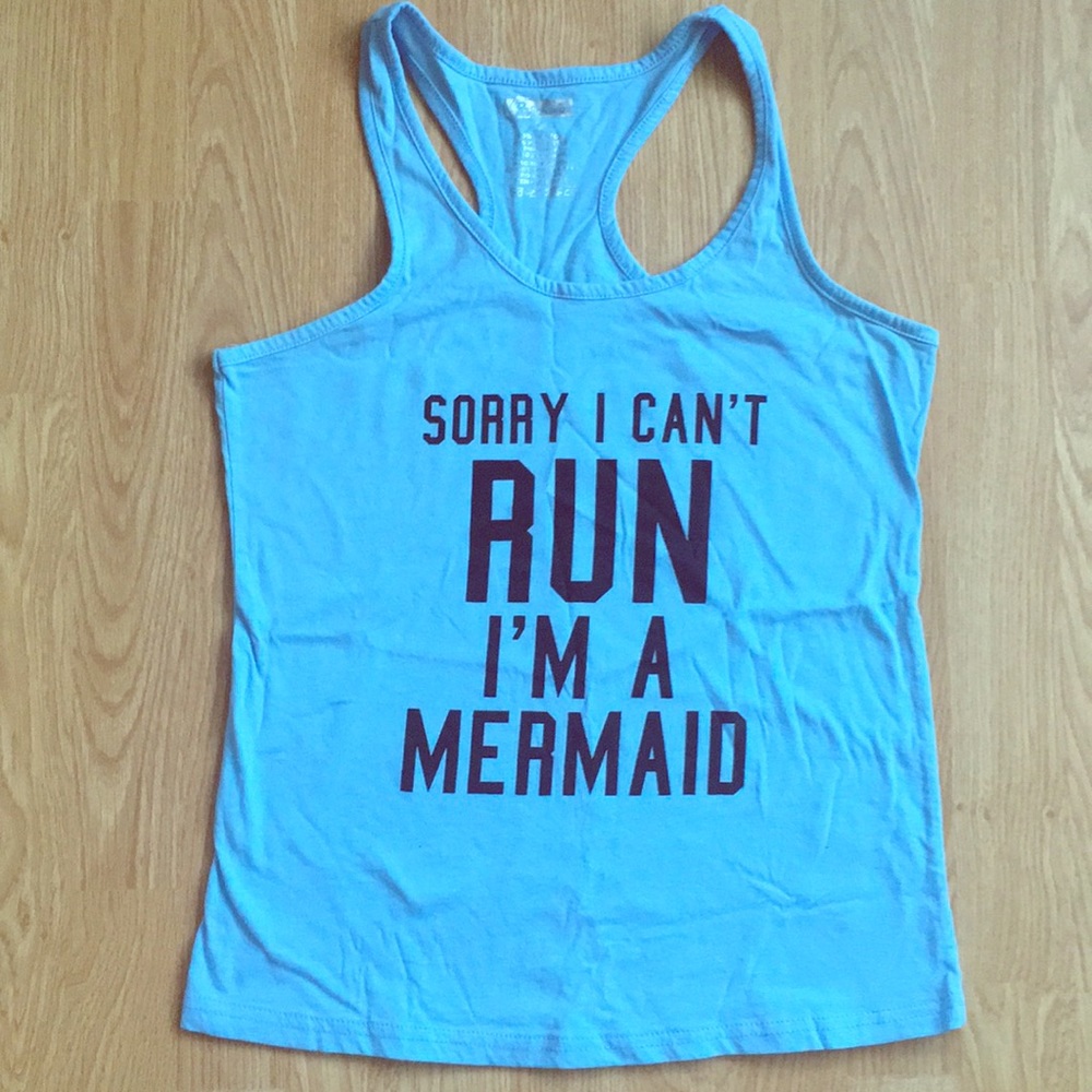 Light blue mermaid athletic tank top